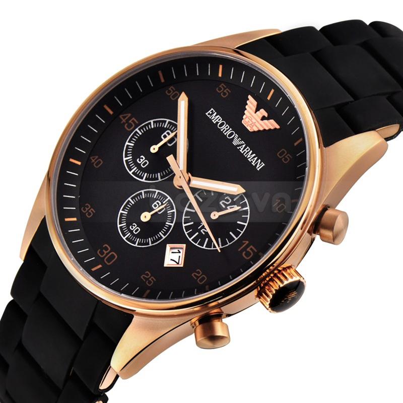 armani black and gold watch